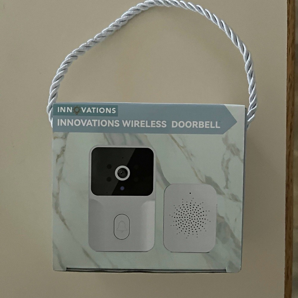 Wi-Fi Wireless Video Doorbell w/Night Vision, White/Black